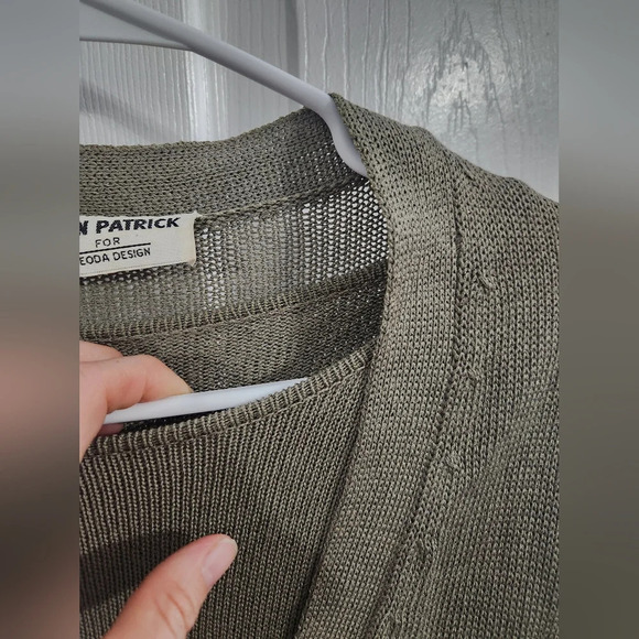Vintage John Patrick for geoda design green open knit cardigan set beachy Large - Picture 8 of 16